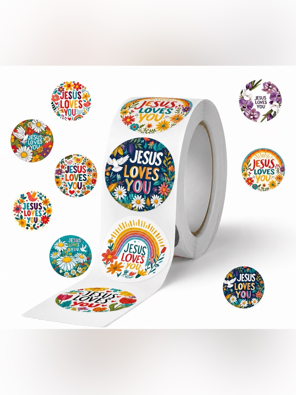 Jesus Loves You Inspirational Round Sticker Pack 520 Count
